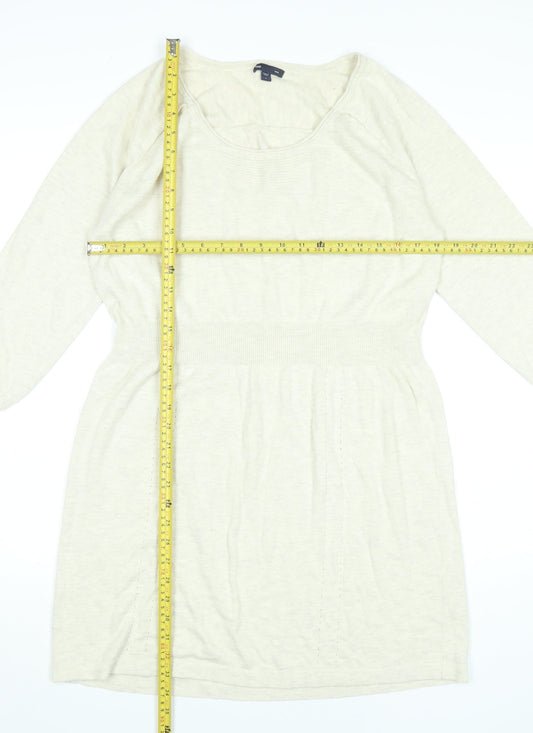 Gap Women’s Beige Jumper Dress L Knit Cotton Blend 3/4 Sleeve