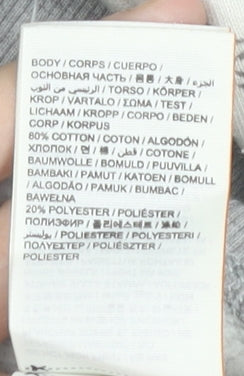 Superdry Womens Grey Beige Feather Print Sweatshirt Medium Cotton Blend