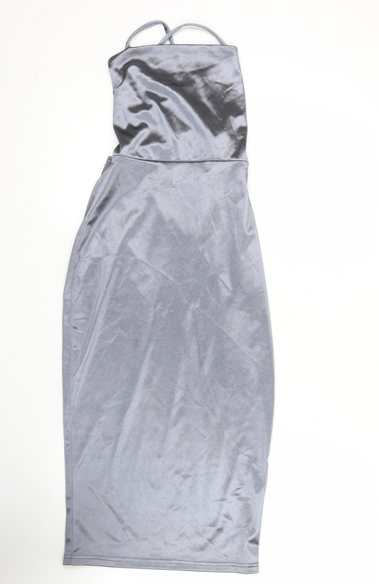 Forever 21 Women’s Grey Bodycon Midi Party Dress Size S Halter