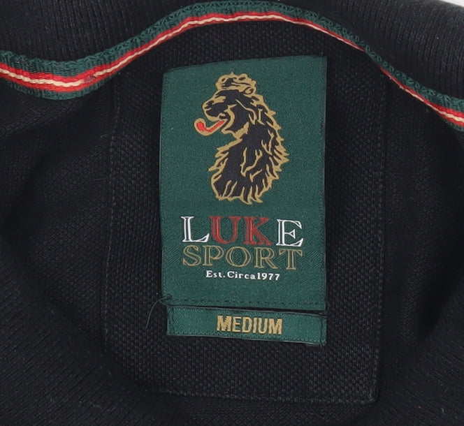 Luke Sport Men's Black Polo Shirt Medium Cotton Casual Logo