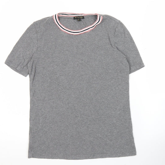 Womens UK Size S Massimo Dutti Grey Ringer T-Shirt