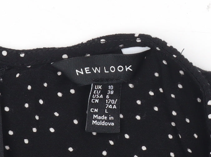 New Look Women’s Black Polka Dot Midi A-Line Skirt UK 10 Viscose