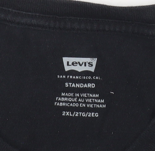 Levi's Mens Black 2XL Crew Neck Short Sleeve Cotton T-Shirt