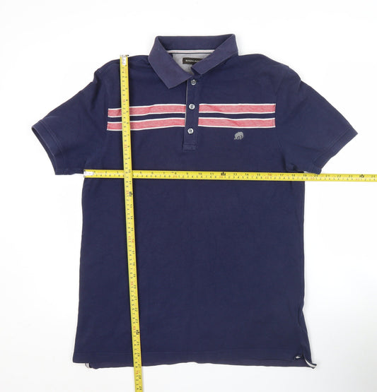 Banana Republic Men’s Blue Striped Polo Shirt M Short Sleeve Cotton