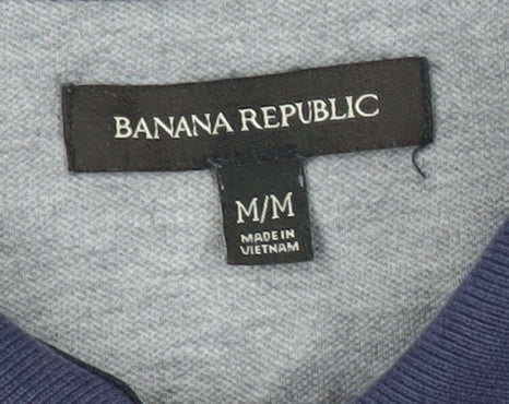 Banana Republic Men’s Blue Striped Polo Shirt M Short Sleeve Cotton