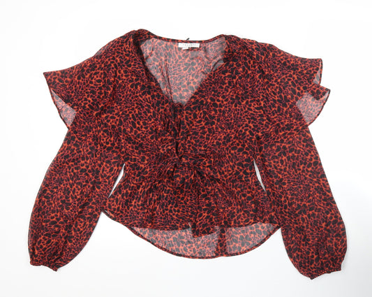 Womens UK Size 8 Topshop Red Wrap Blouse