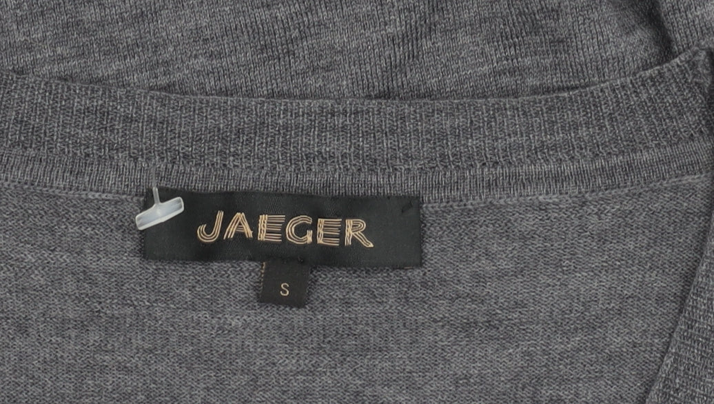 Jaeger Womens Grey Wool V-Neck Pullover Jumper Size S