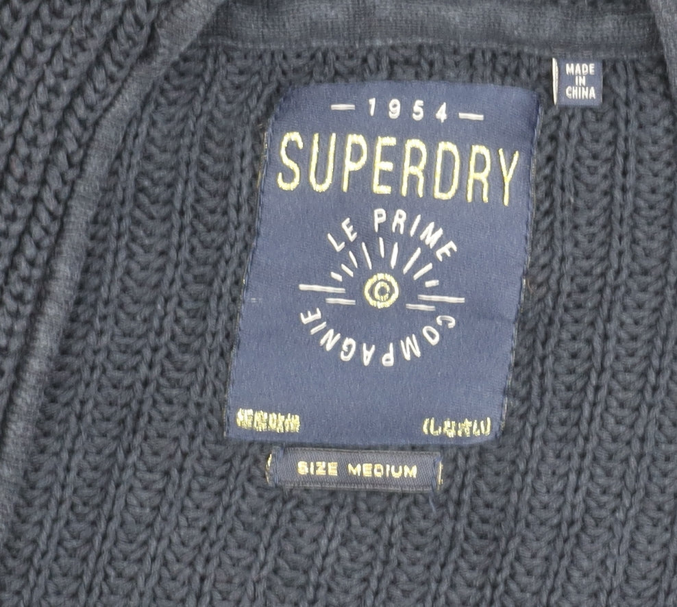 Womens UK Size M Superdry Blue Cardigan Jumper