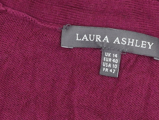 Womens UK Size 14 Laura Ashley Purple Cardigan Jumper
