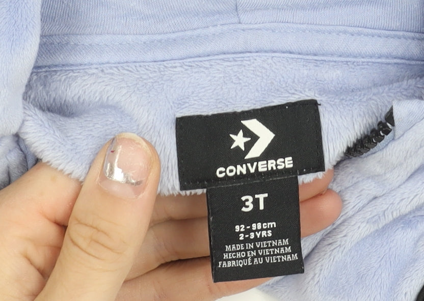 Converse Girls Blue Hooded Velour Zip Jacket 2-3 Years