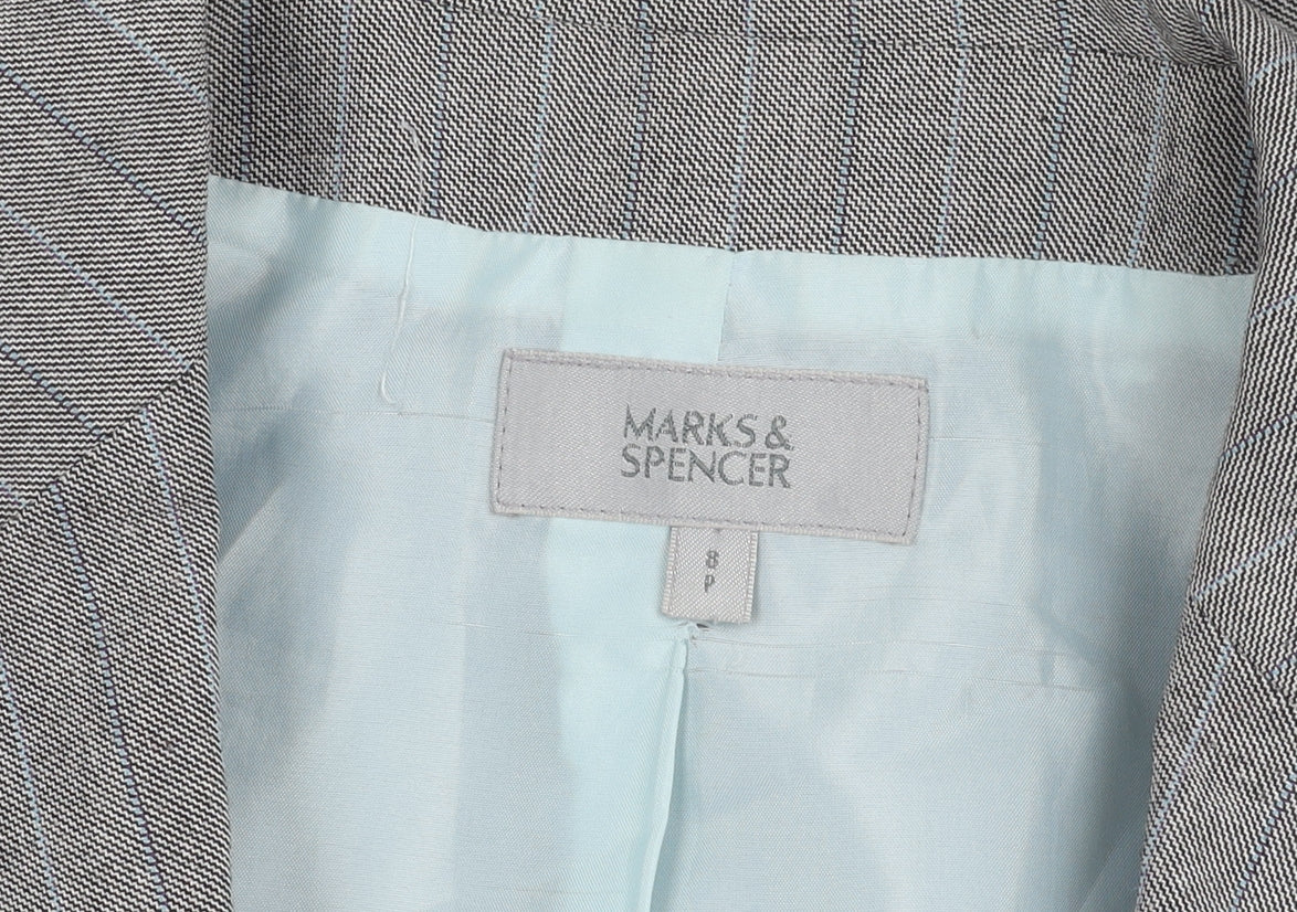 Marks and Spencer Women Grey Pinstripe Petite Suit Jacket Size 8P