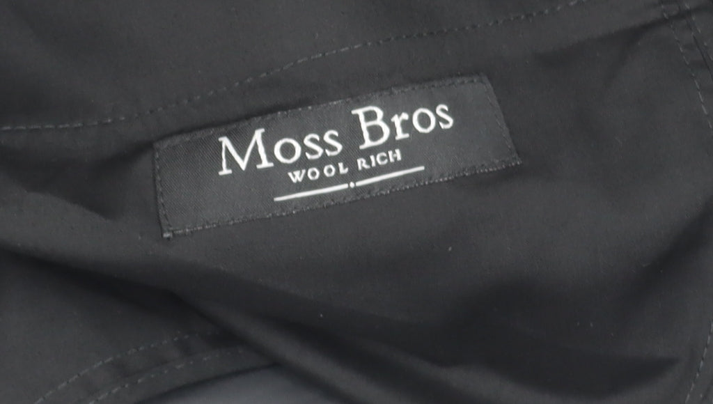 Mens UK Size 38S Moss Bros Regular Fit Dress Pants Black Trousers