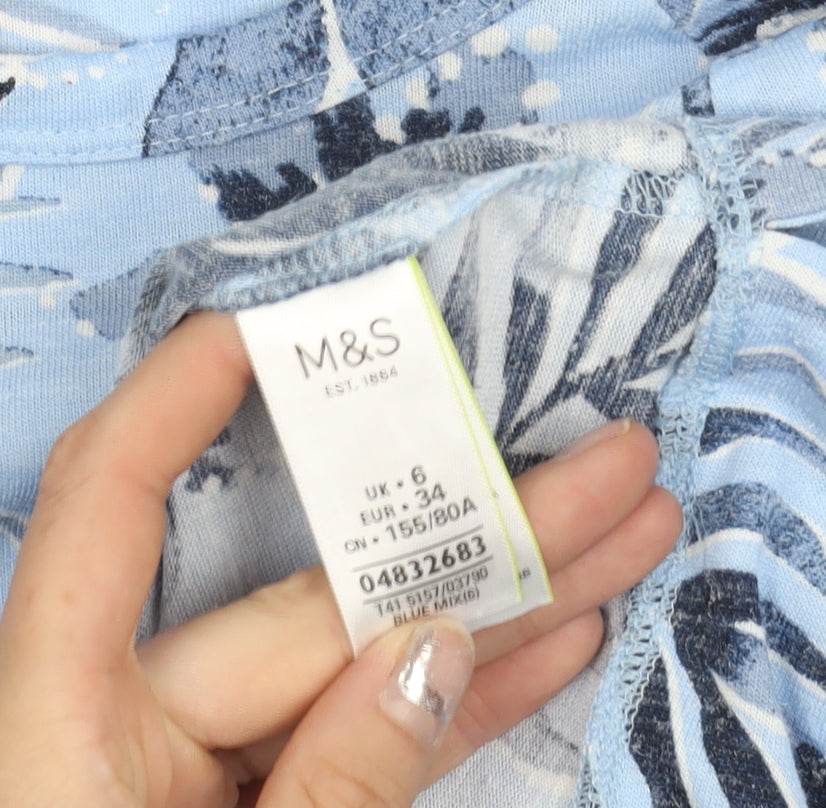 Womens UK Size 6 Marks and Spencer Blue Basic T-Shirt