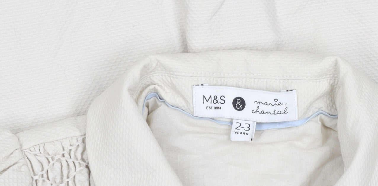 Marks and Spencer Girls Beige Coat 2-3 Years Basic Mid-Length Lined