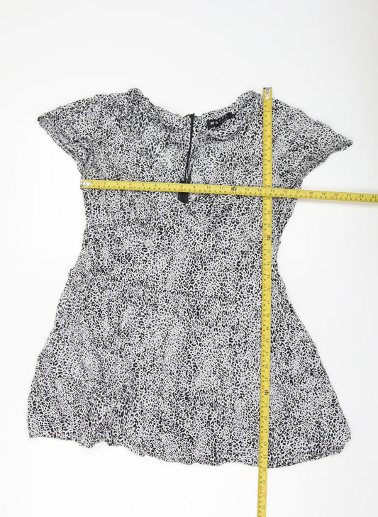 Motel Women’s Black White Animal Print Mini Bodycon Dress M