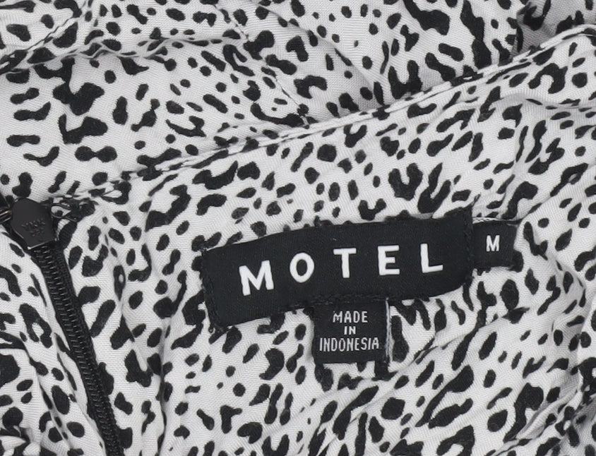 Motel Women’s Black White Animal Print Mini Bodycon Dress M