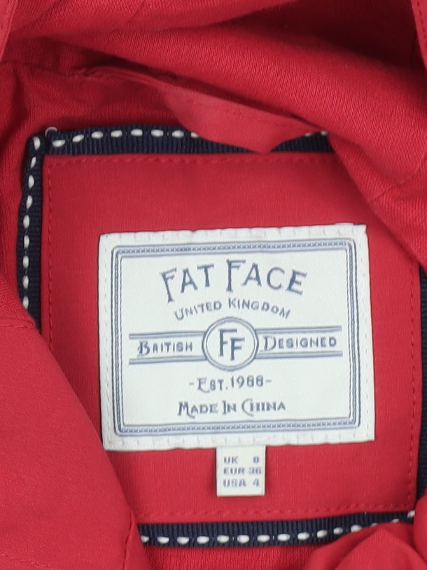 Fat Face Womens Red Parka Jacket Size 8 Hooded Lined Casual Coat