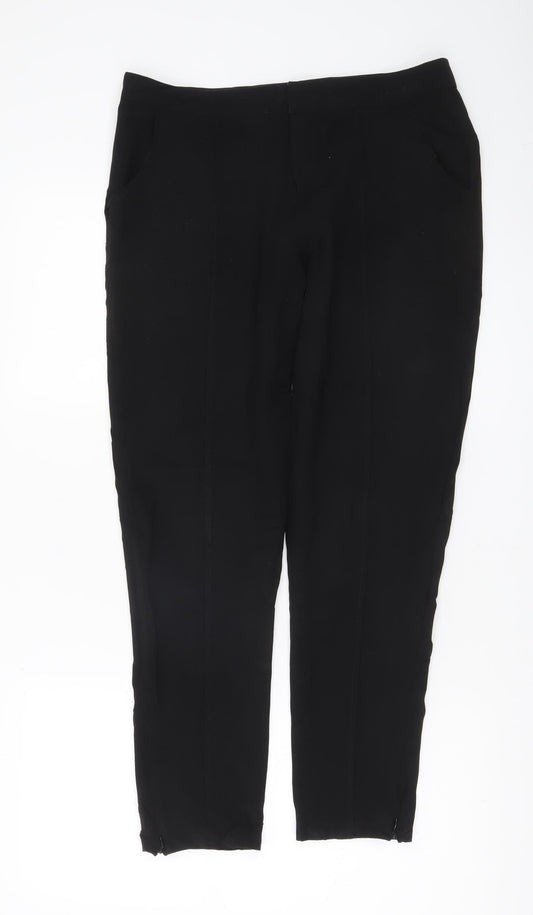 Additional front view of Missguided Women Black Slim Fit Trousers, size 10, with Ankle Zip
