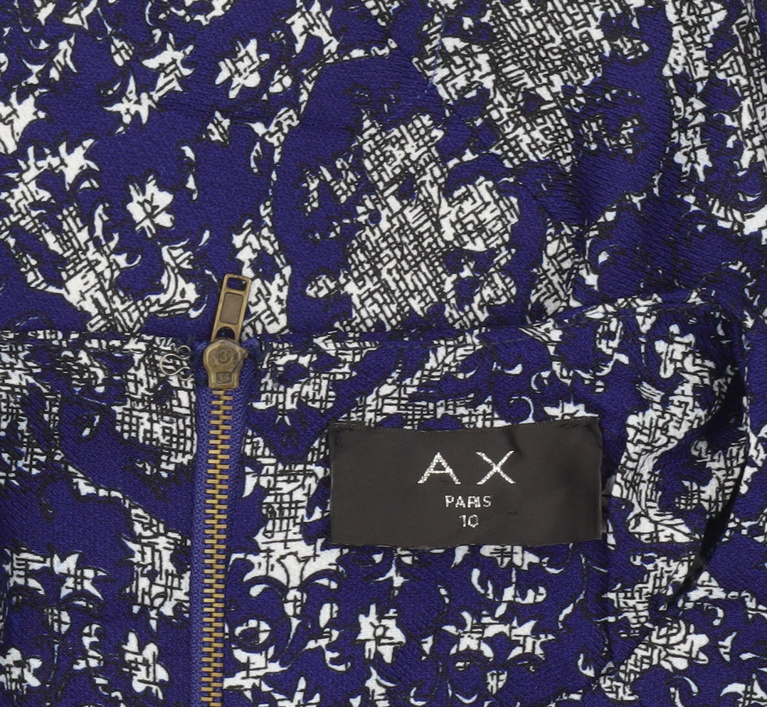 AX Paris Women Blue Floral Shift Dress Size 10 Short Sleeve