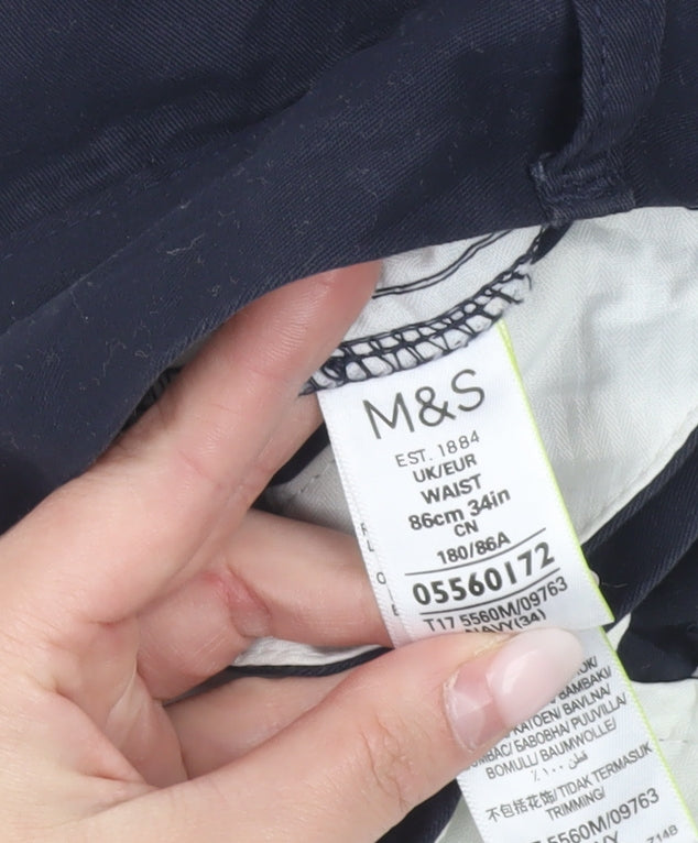 Marks and Spencer Men's Blue 34 Chino Shorts Cotton Casual