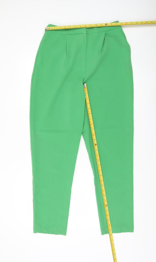 New Look Women Green Tapered Tall Trousers Size 12 Pleated Work Casual