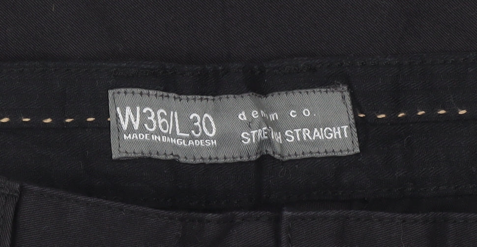 Denim Co. Men’s Black Chino Trousers W36 L30 Straight Fit