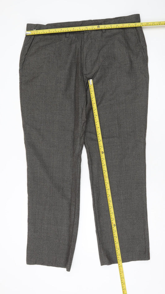 Next Men's Grey Wool Dress Pants Trousers Size 38R Regular Workwear