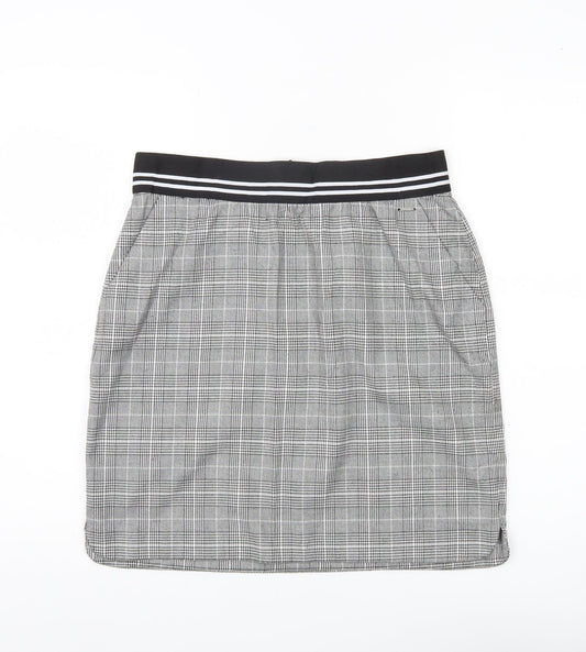 Additional front view of b.young women’s grey check pencil skirt, size UK 12, workwear