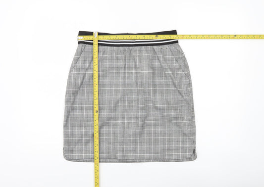 b.young Womens Grey Check Pencil Skirt Size 12 Workwear