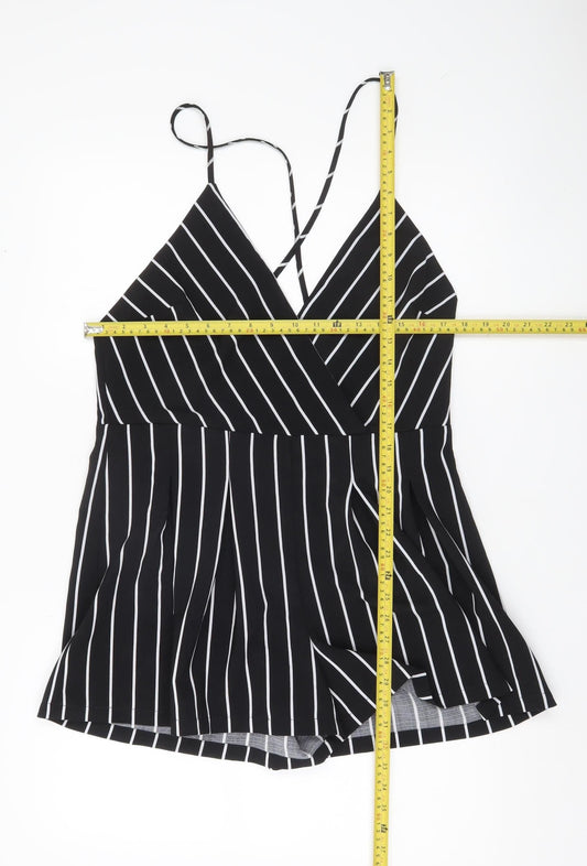 Cameo Rose Womens Size 16 Black Striped Sleeveless V-Neck Playsuit