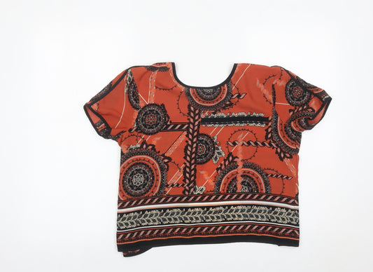 Womens UK Size 6 River Island Orange Wrap Blouse