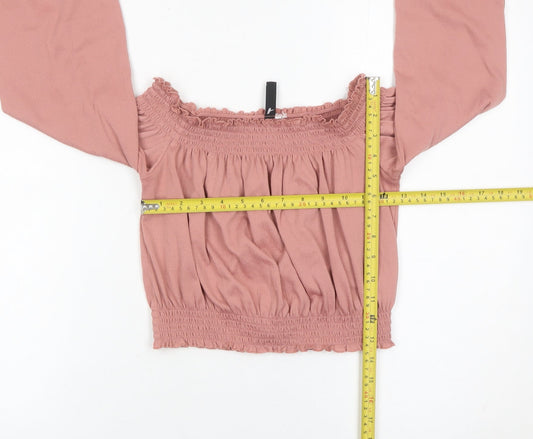 Womens UK Size S H&M Pink Cropped Blouse