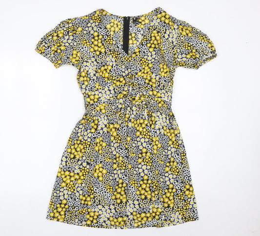 Influence Womens Multicoloured Floral Short A-Line Dress Size 12