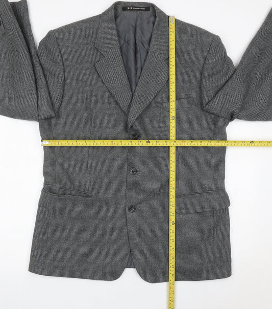 DAKS Men’s Grey Wool Blazer Jacket 42R Single-Breasted