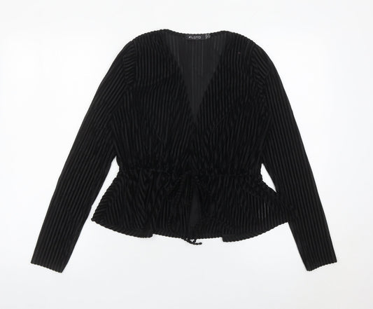 Womens UK Size 8 LOTD Black Wrap Blouse