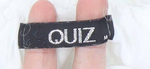 Quiz Women White Off Shoulder Ruffle Tunic Blouse Size M