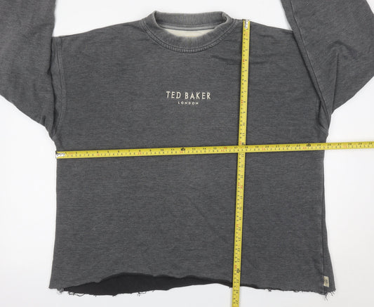 Ted Baker Men’s Grey Logo Sweatshirt Pullover Size L Crew Neck Cotton