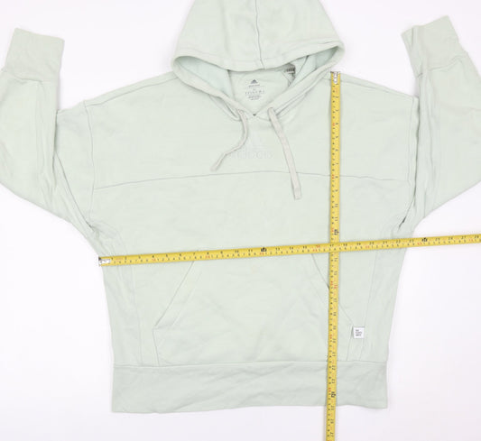 Adidas Women's Green Hoodie Medium Pullover Organic Cotton Blend