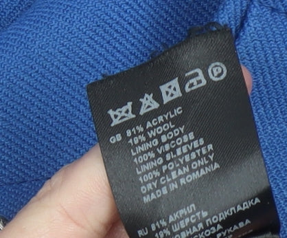 Reiss Women’s Blue Wool Blend Mid-Length Formal Coat Size S