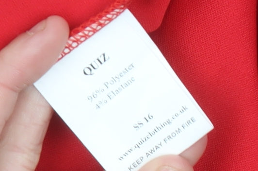 Quiz Women's Red Black A-Line Party Dress Size 16 Sleeveless