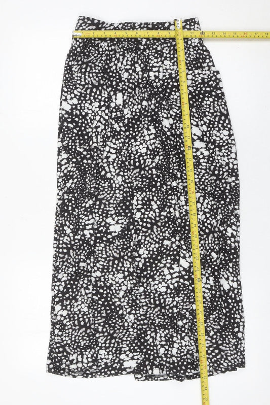 ASOS Women’s Black Geometric Midi Skirt Size 8 A-Line Stretch