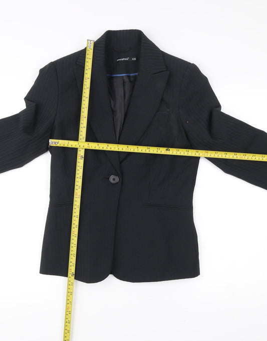 Atmosphere Womens Black Pinstripe Blazer Size 8 Regular Fit Jacket