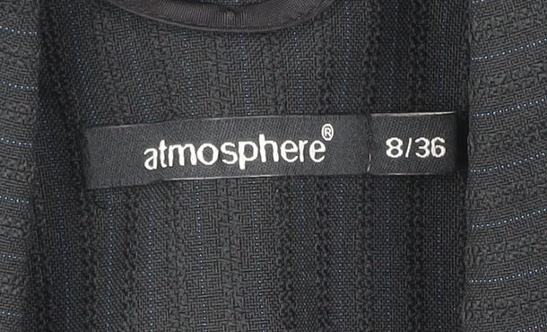 Atmosphere Womens Black Pinstripe Blazer Size 8 Regular Fit Jacket