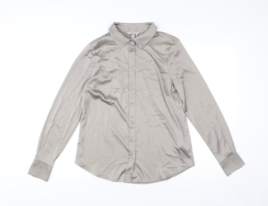 Womens UK Size 14 H&M Grey Basic Button-Up