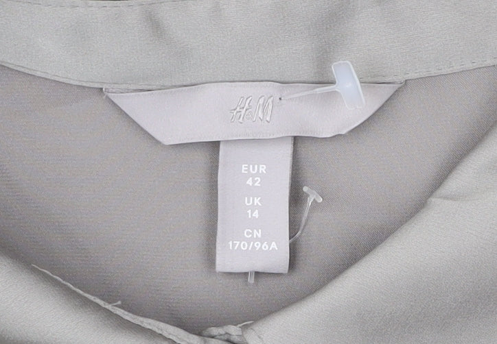 Womens UK Size 14 H&M Grey Basic Button-Up