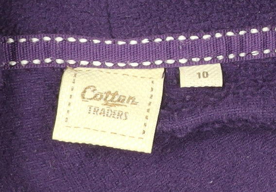 Cotton Traders Women Purple Fleece Pullover Sweatshirt Size 10