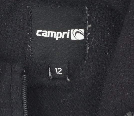 Campri Womens Black Fleece Sweatshirt Size 12 High Neck 1/4 Zip
