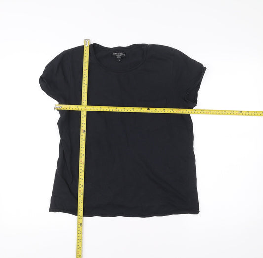 Womens UK Size M Brave Soul Black Basic T-Shirt