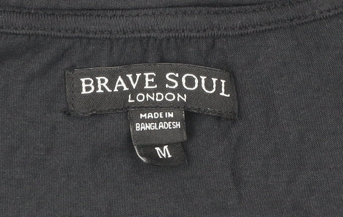 Womens UK Size M Brave Soul Black Basic T-Shirt