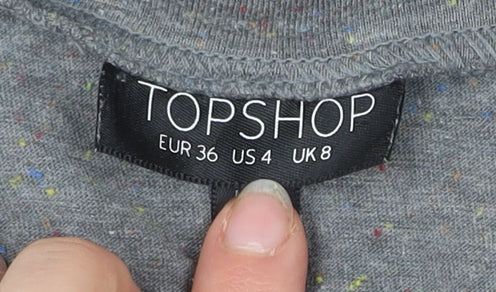 Womens UK Size 8 Topshop Grey Basic T-Shirt